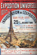 affiche pour l'exposition universelle de 1889 avec la tour Eiffel